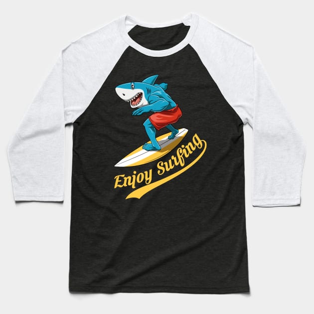 Funny Shark Enjoi Surfing Summer Surfer Surfboard Baseball T-Shirt by melostore